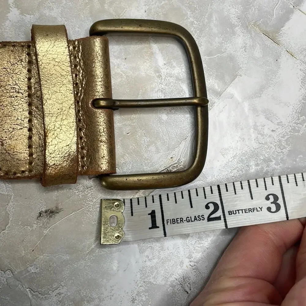 Vintage Y2K Fossil gold woven leather belt